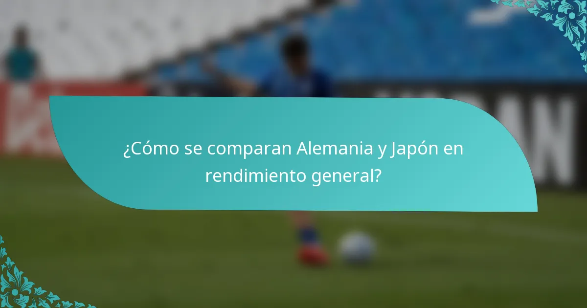 ¿Cómo se comparan Alemania y Japón en rendimiento general?