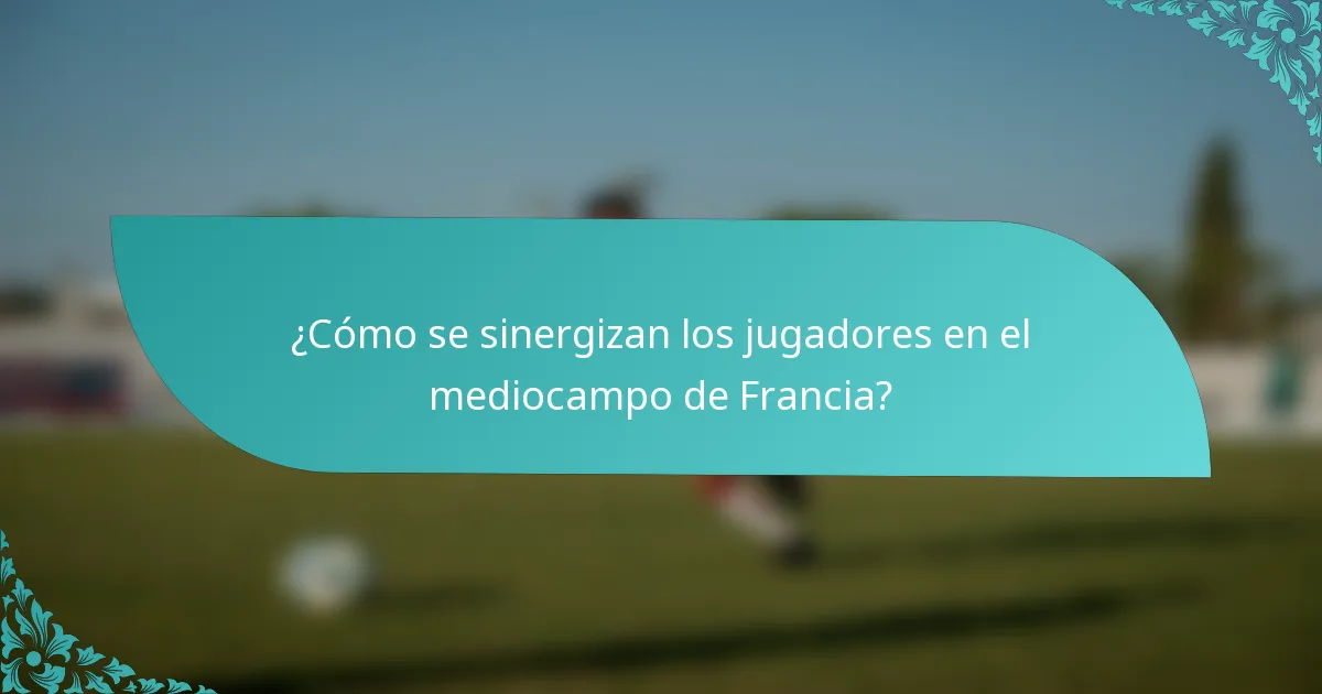 ¿Cómo se sinergizan los jugadores en el mediocampo de Francia?